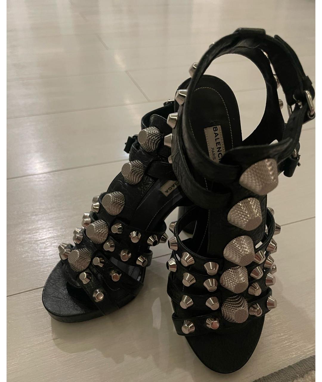 BALENCIAGA Черные кожаные босоножки, фото 6