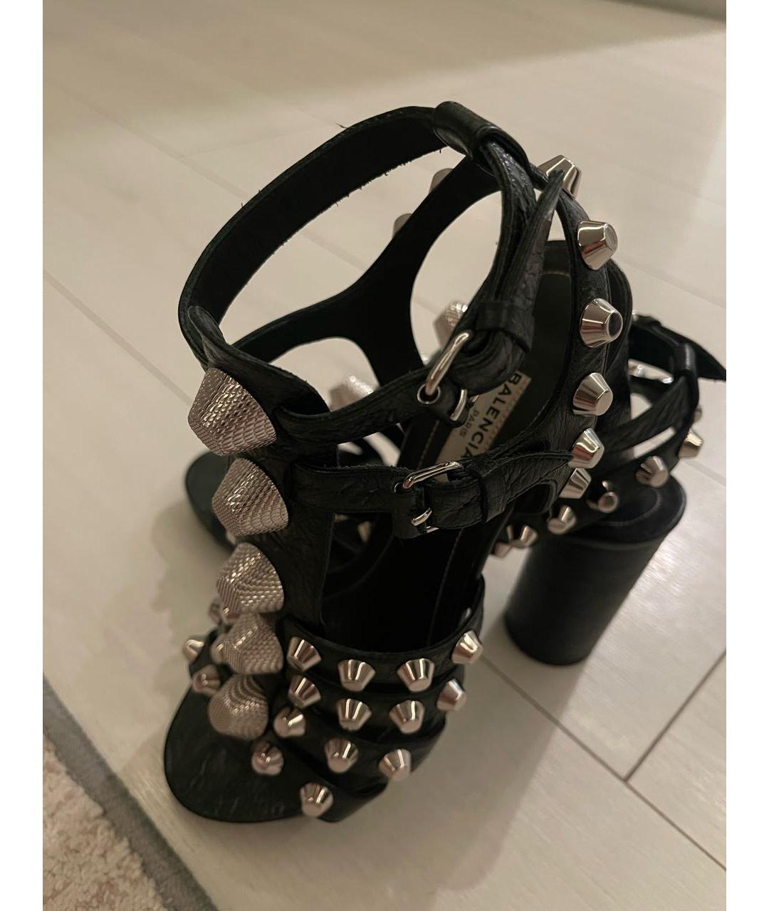 BALENCIAGA Черные кожаные босоножки, фото 5