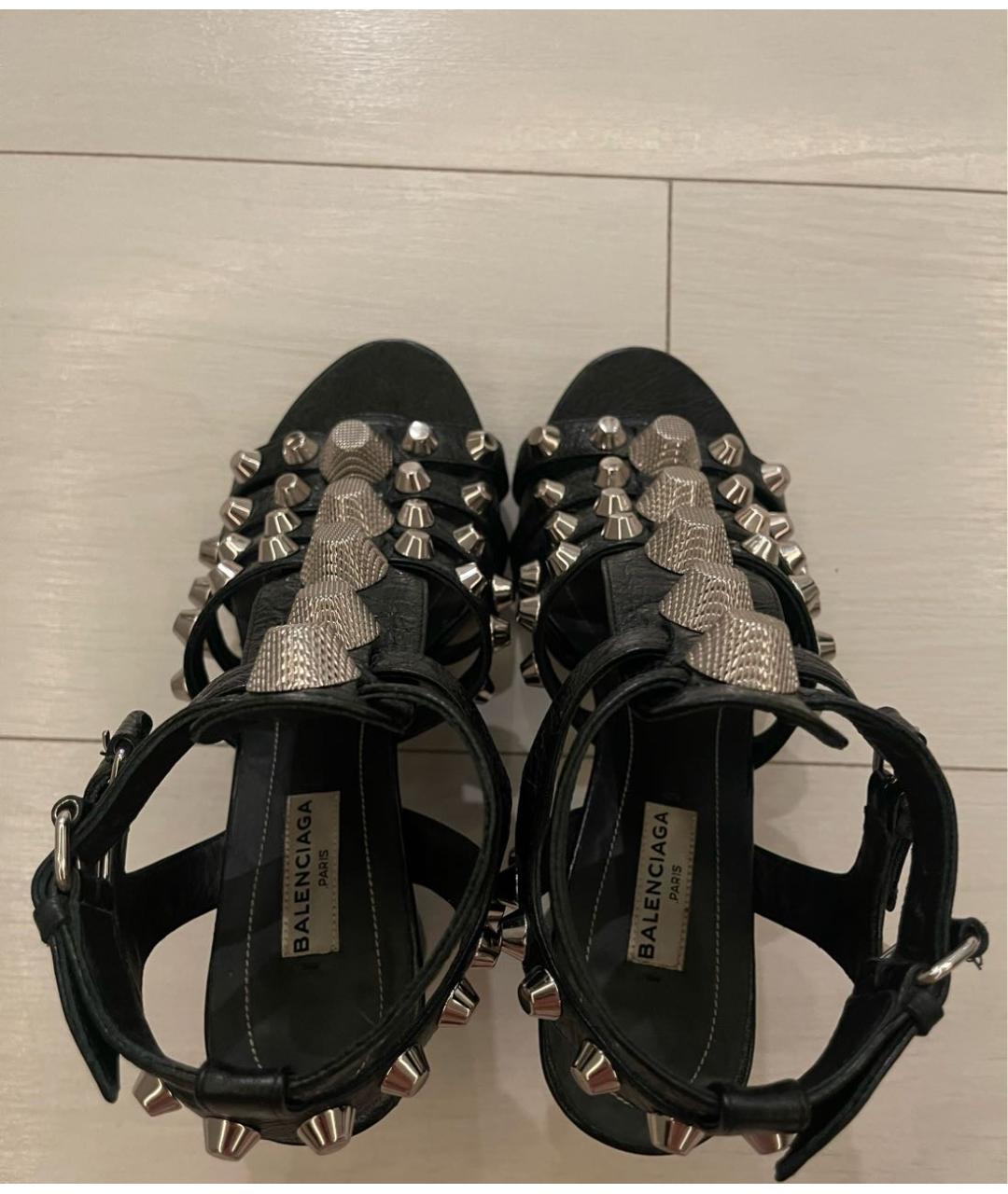 BALENCIAGA Черные кожаные босоножки, фото 3