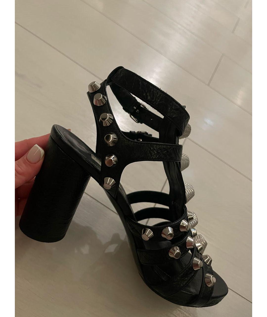 BALENCIAGA Черные кожаные босоножки, фото 7