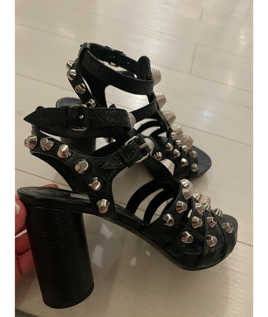 BALENCIAGA Черные кожаные босоножки, фото 9