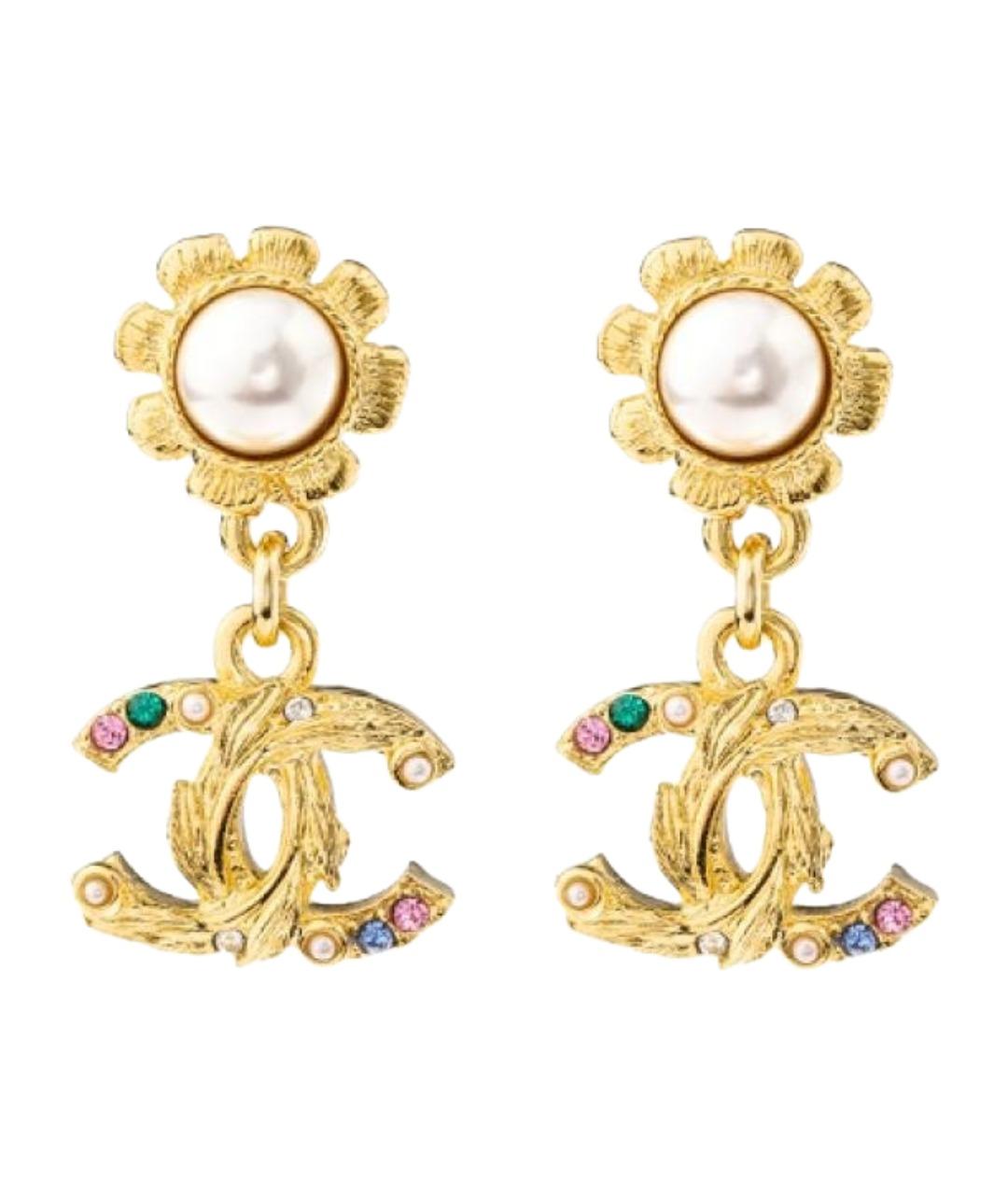 CHANEL Золотые металлические серьги, фото 1
