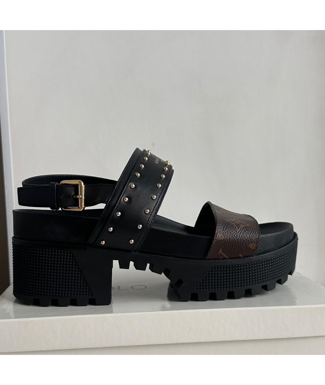 LOUIS VUITTON Коричневые кожаные сандалии, фото 8