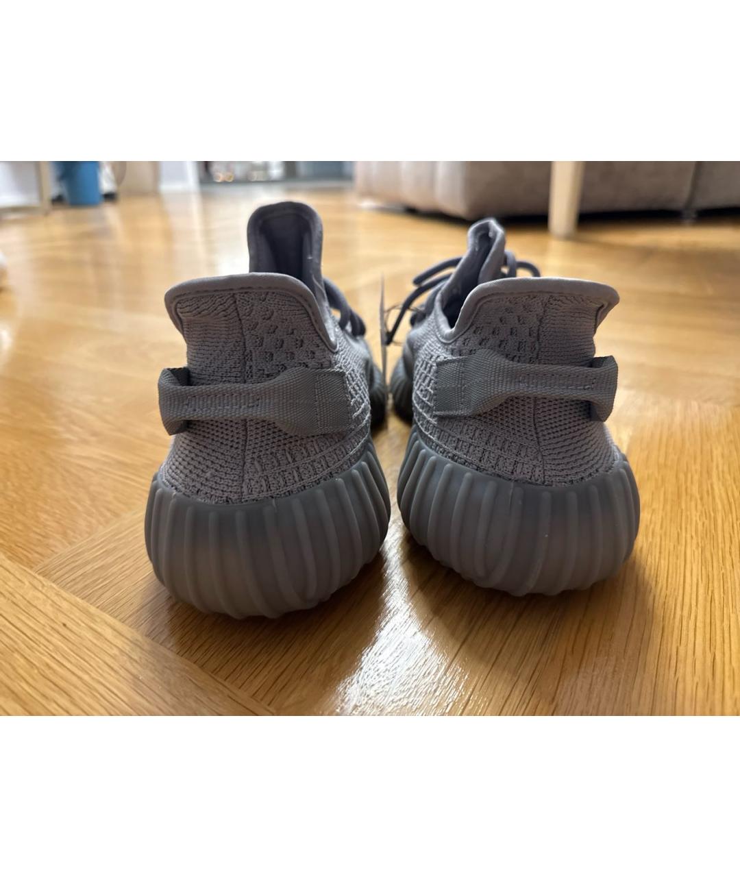 ADIDAS YEEZY Антрацитовые текстильные низкие кроссовки / кеды, фото 3