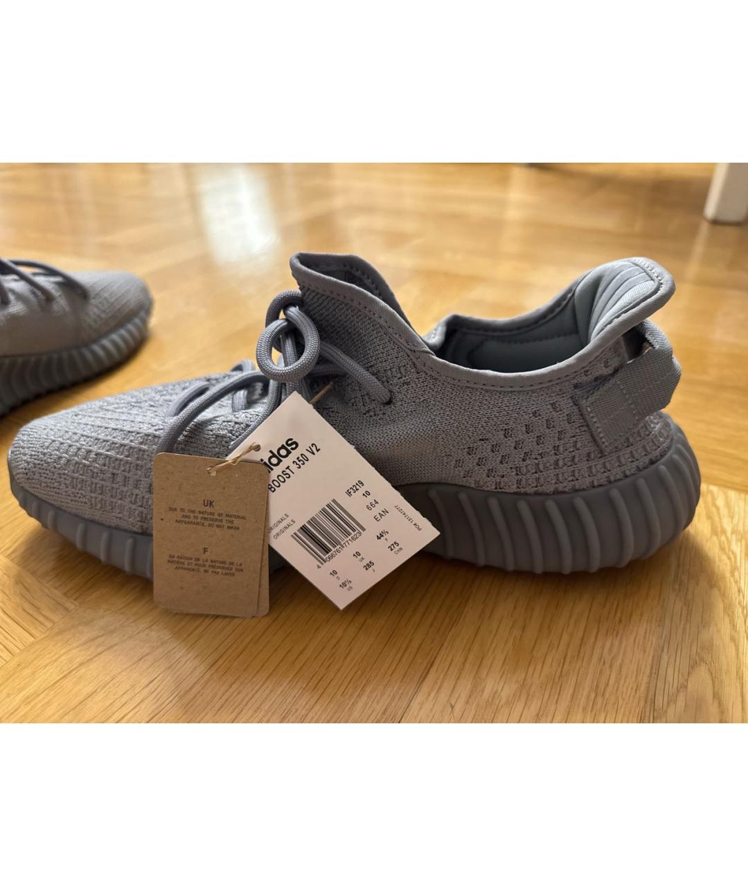 ADIDAS YEEZY Антрацитовые текстильные низкие кроссовки / кеды, фото 4