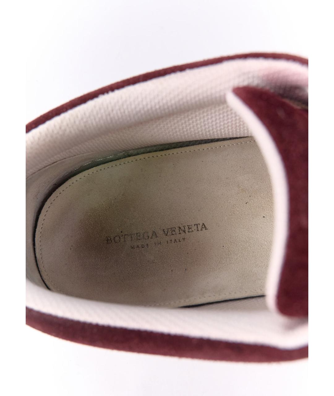 BOTTEGA VENETA Бордовые замшевые низкие кроссовки / кеды, фото 5