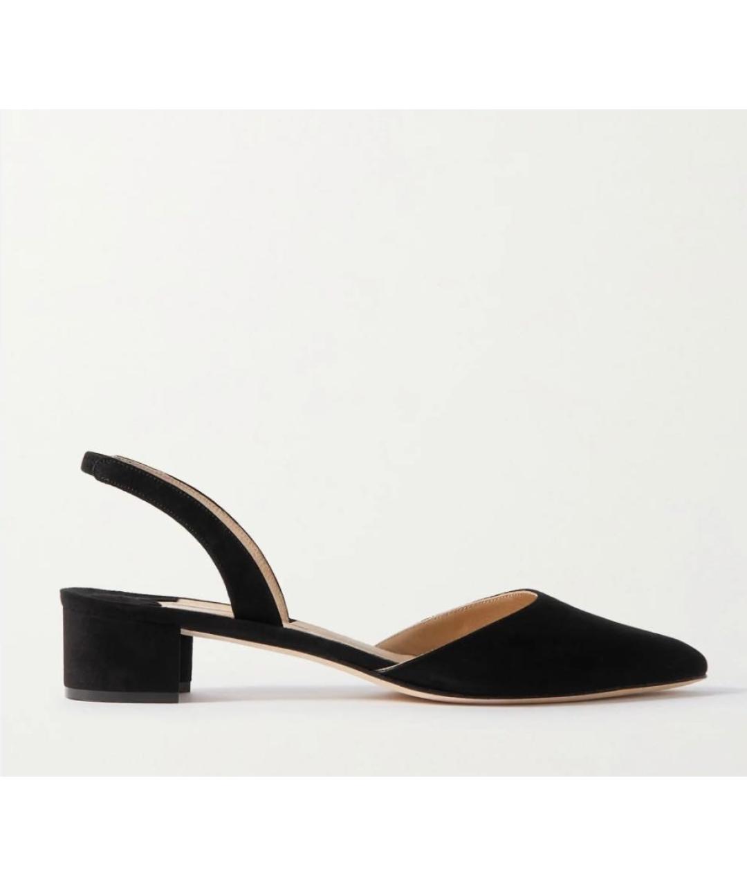 MANOLO BLAHNIK Черные замшевые лодочки на низком каблуке, фото 9