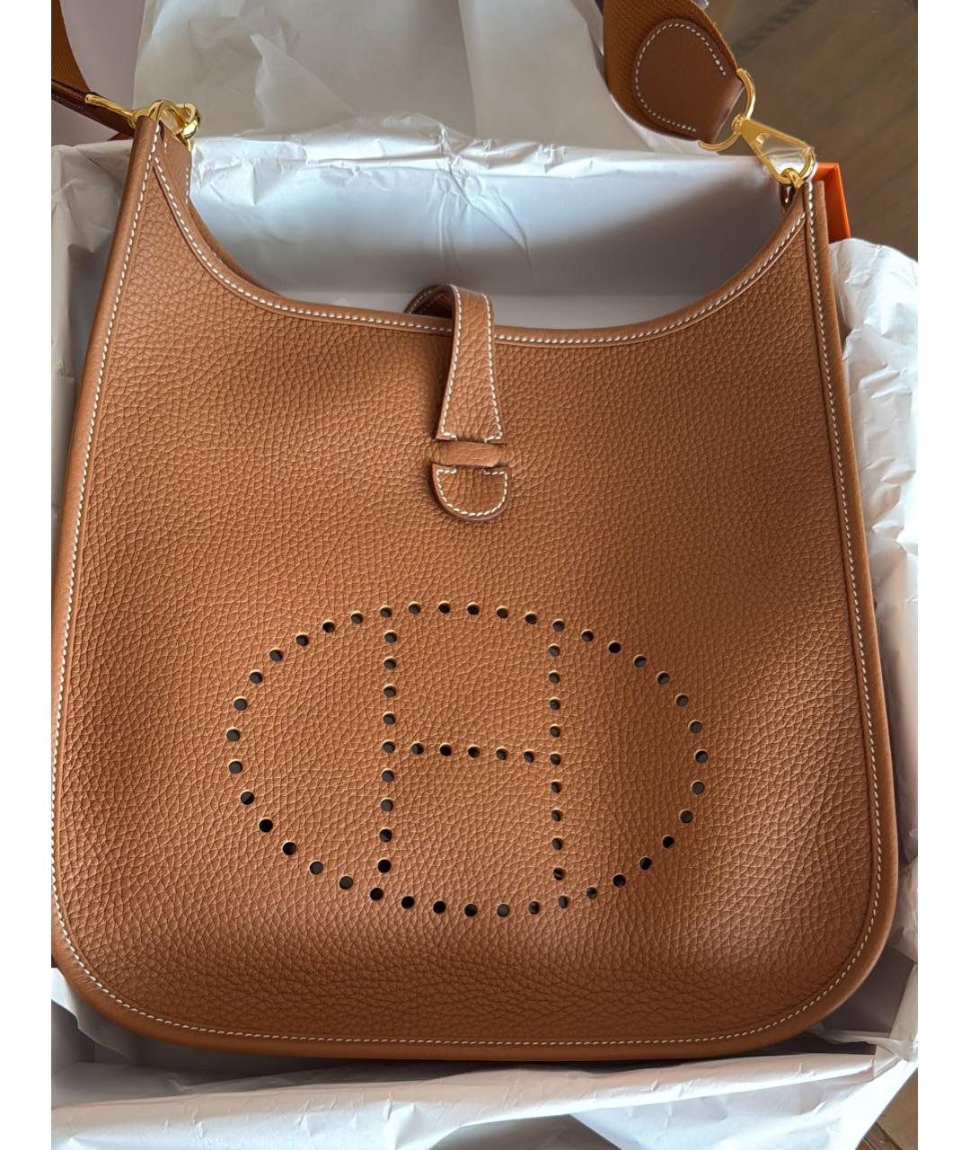 HERMES Коричневая кожаная сумка через плечо, фото 3