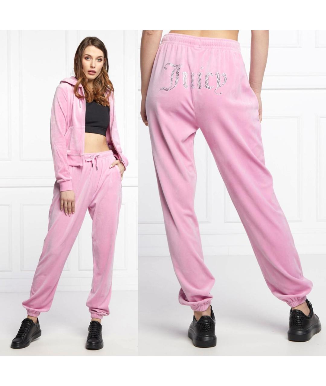 JUICY COUTURE Розовые велюровые спортивные брюки и шорты, фото 2