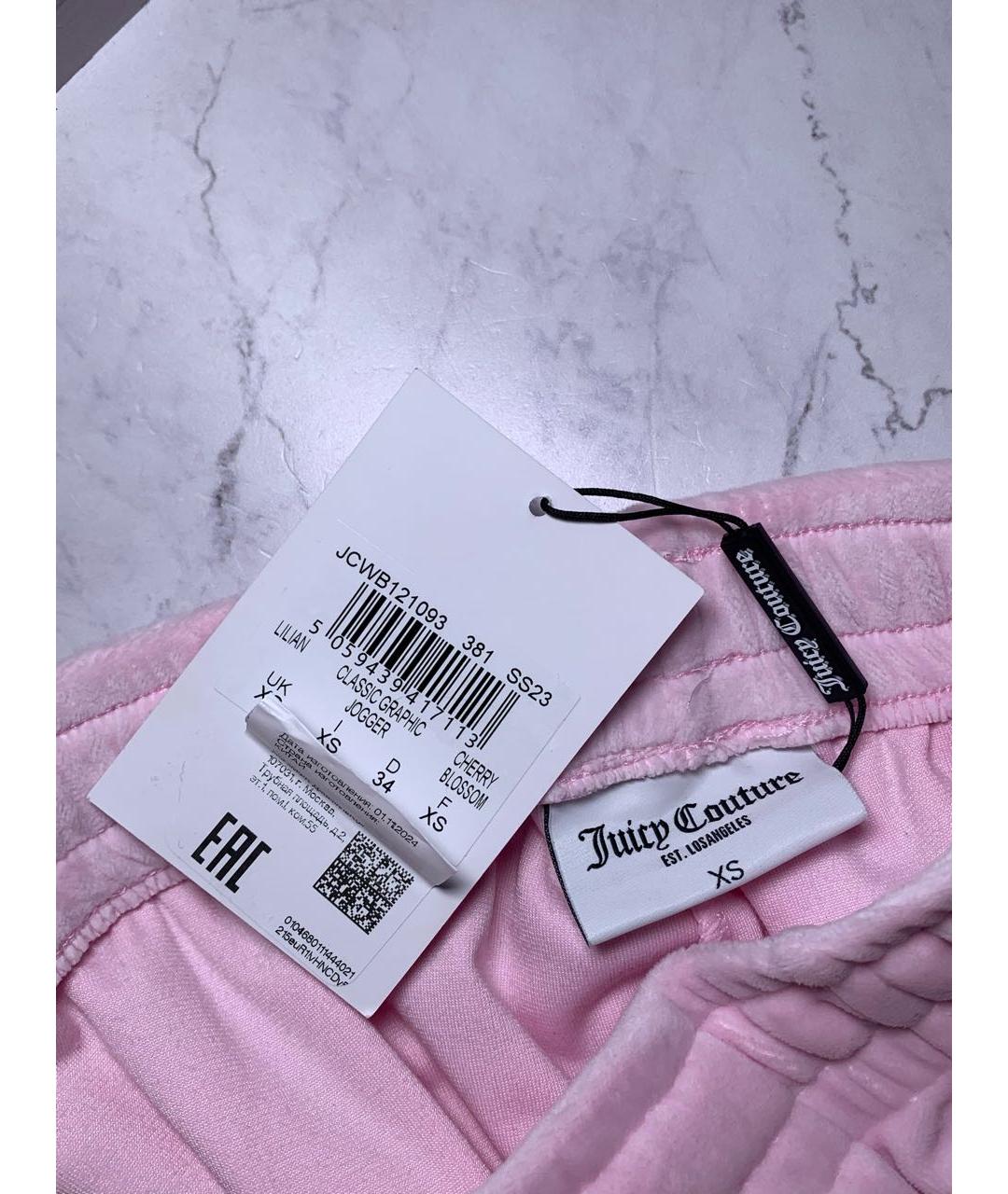 JUICY COUTURE Розовые велюровые спортивные брюки и шорты, фото 7