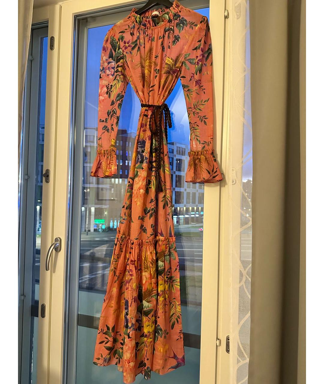 ZIMMERMANN Коралловое хлопковое повседневное платье, фото 4