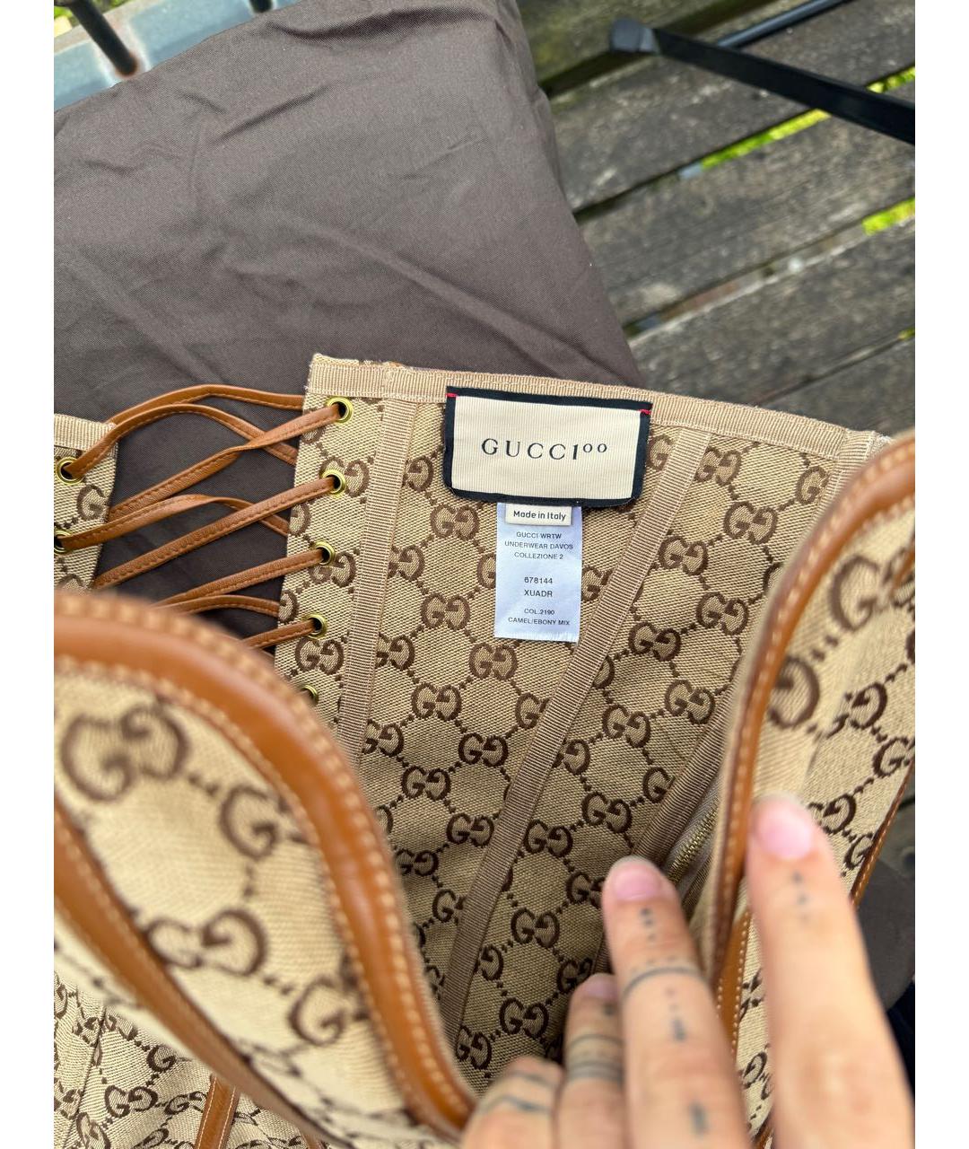 GUCCI Коричневый кожаный корсет, фото 4