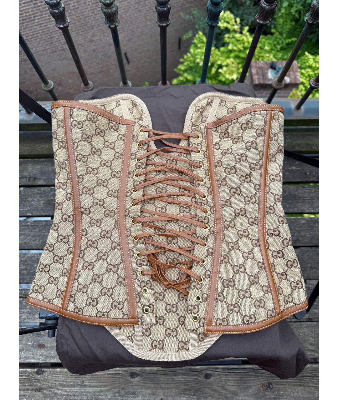 GUCCI Коричневый кожаный корсет, фото 3