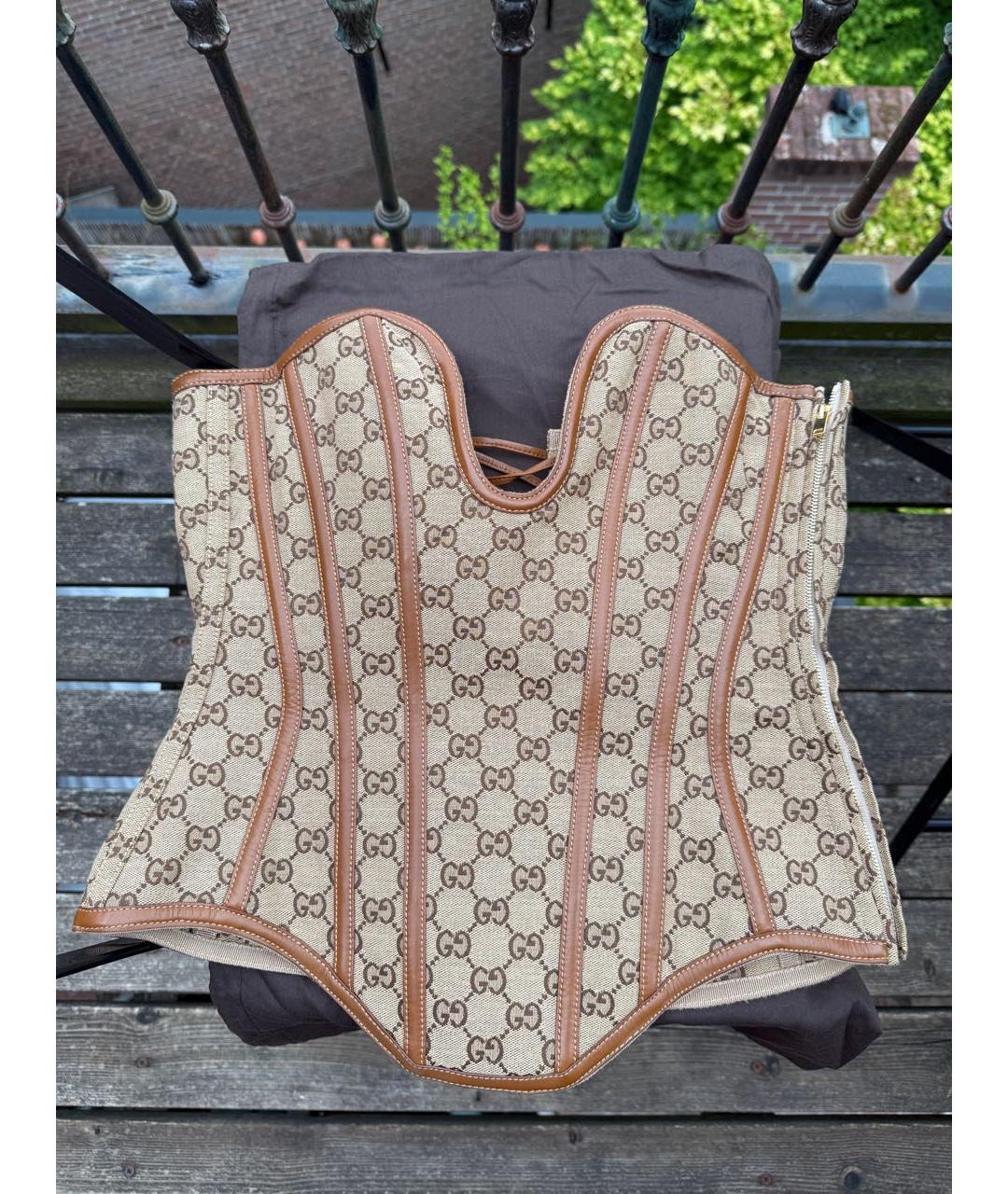GUCCI Коричневый кожаный корсет, фото 9