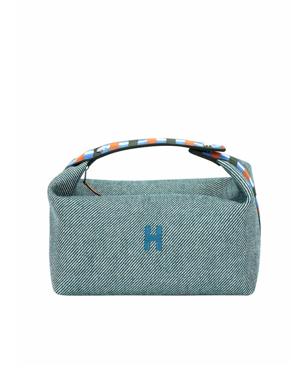 HERMES Голубая тканевая косметичка, фото 3