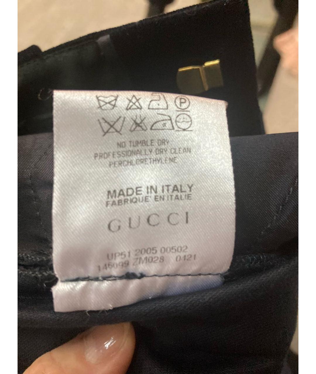 GUCCI Черные хлопко-эластановые прямые брюки, фото 8