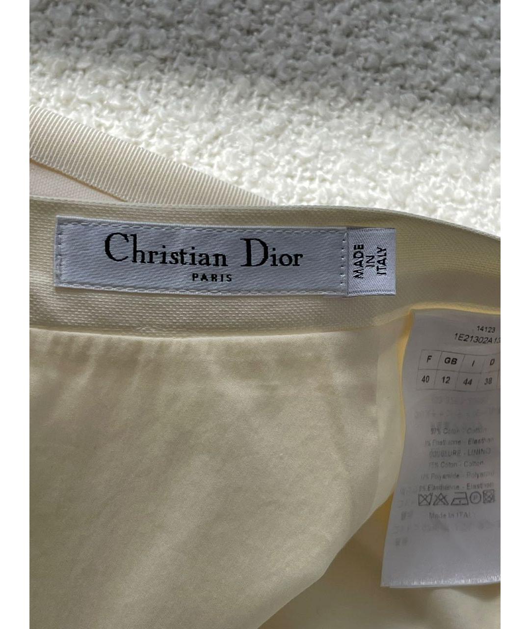 CHRISTIAN DIOR Белая хлопковая юбка миди, фото 6