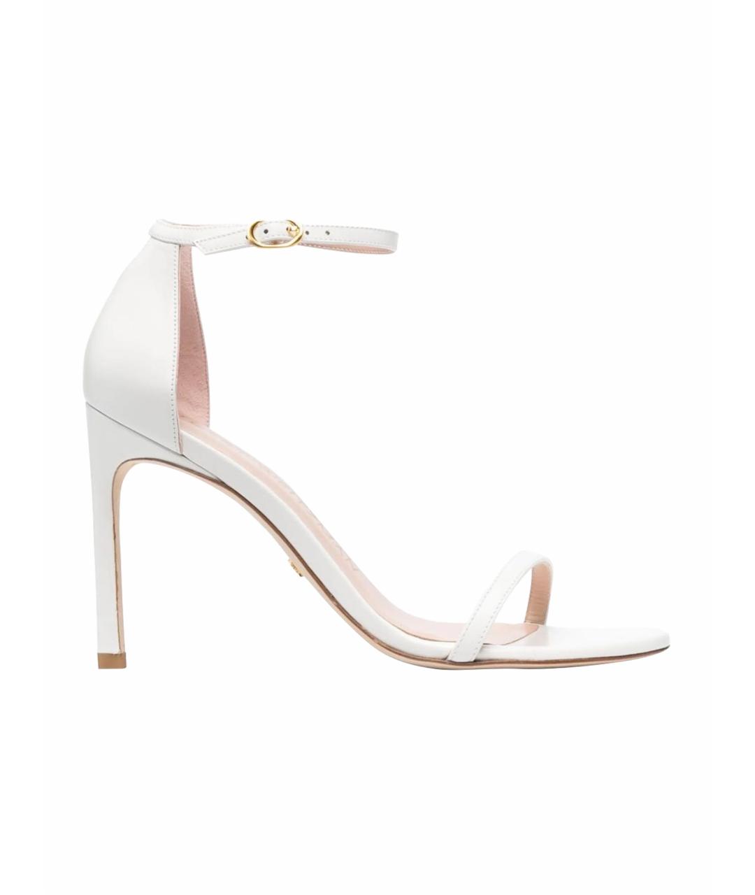 STUART WEITZMAN Белые кожаные босоножки, фото 1