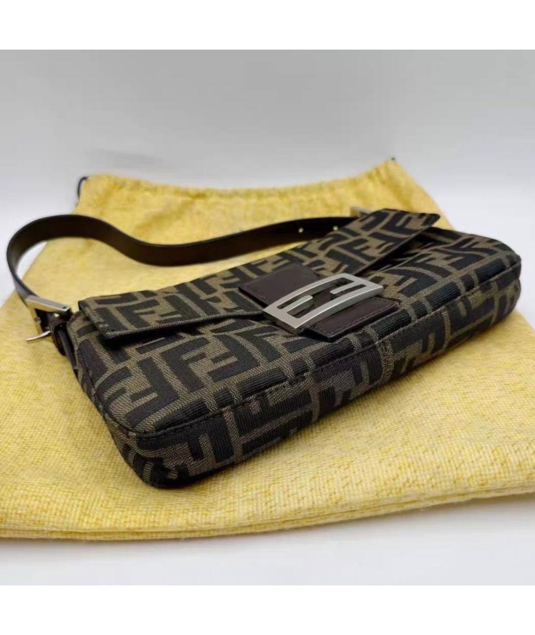 FENDI Коричневая жаккардовая сумка через плечо, фото 4