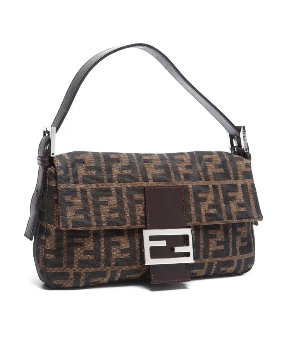 FENDI Коричневая жаккардовая сумка через плечо, фото 7