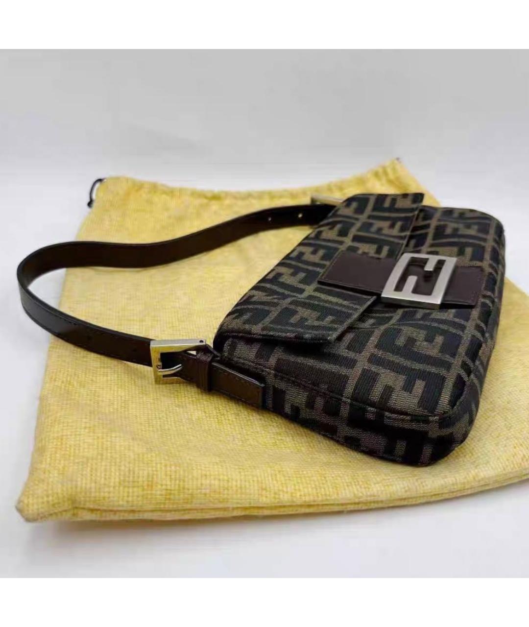 FENDI Коричневая жаккардовая сумка через плечо, фото 5
