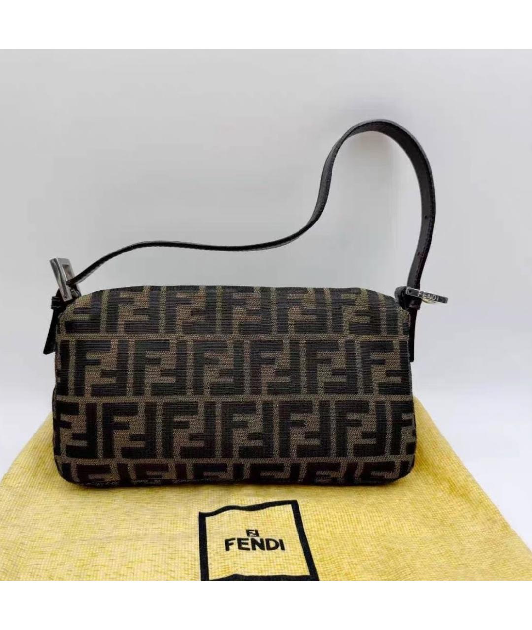 FENDI Коричневая жаккардовая сумка через плечо, фото 3