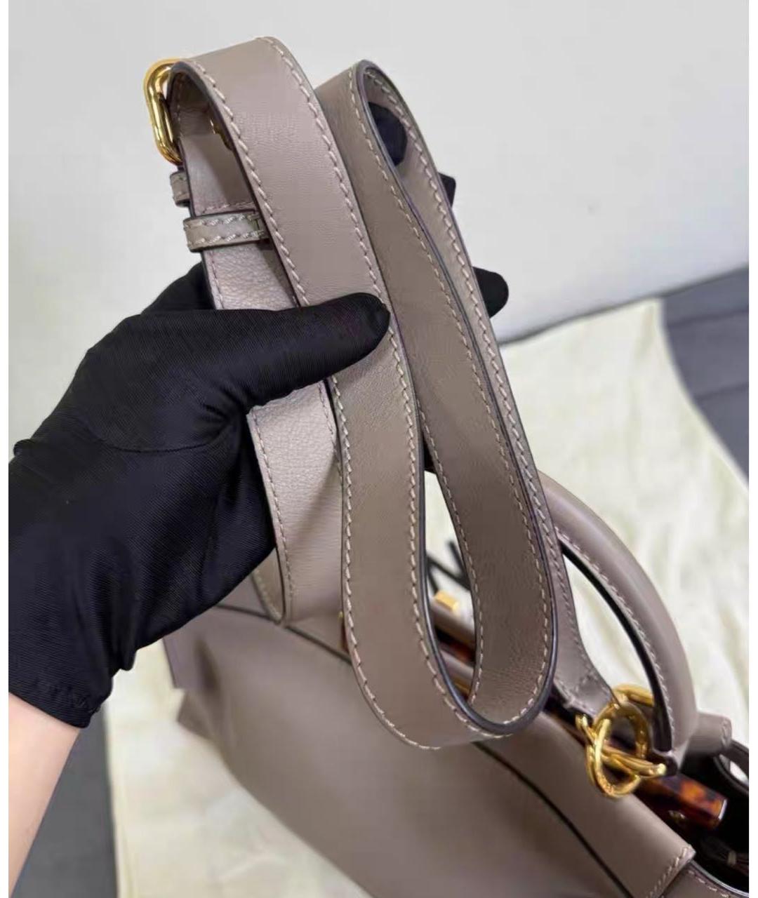 FENDI Серая кожаная сумка тоут, фото 8