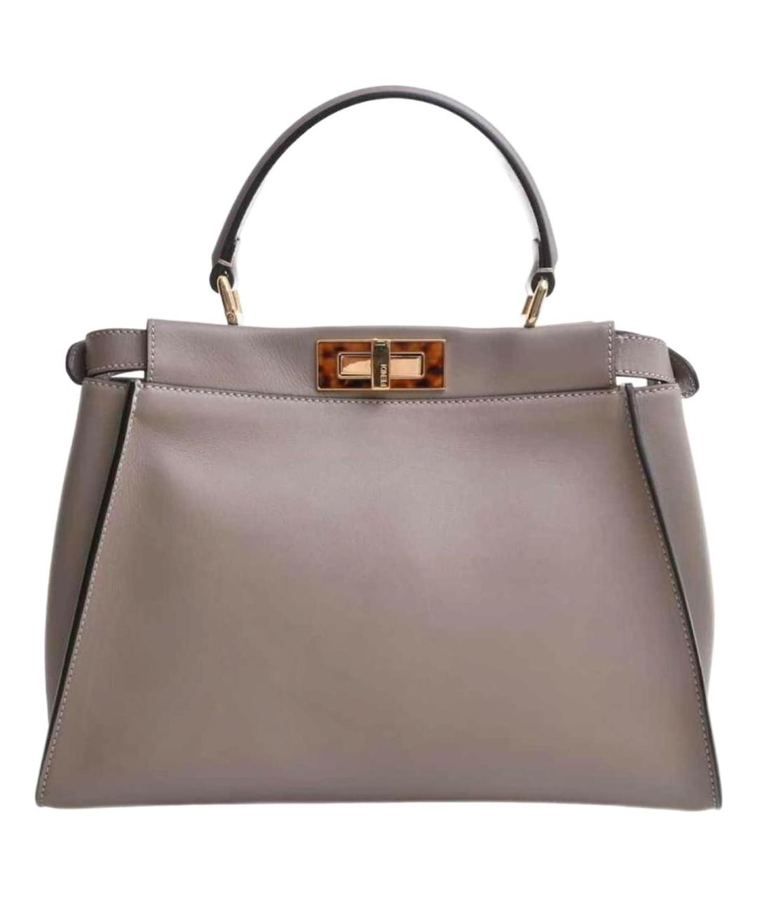 FENDI Серая кожаная сумка тоут, фото 1