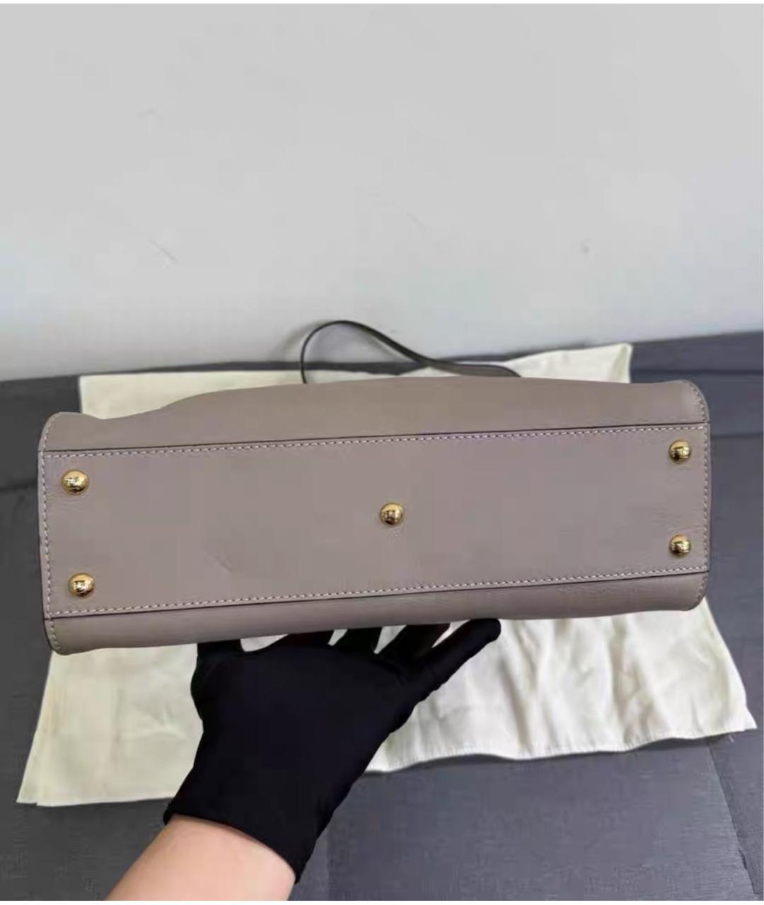 FENDI Серая кожаная сумка тоут, фото 6