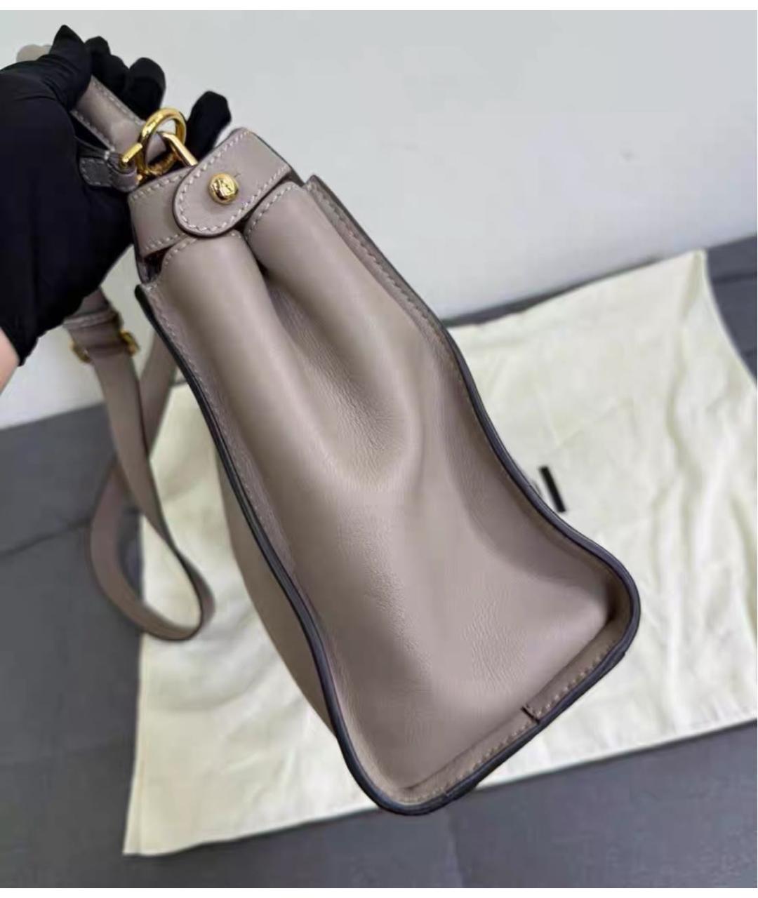 FENDI Серая кожаная сумка тоут, фото 5