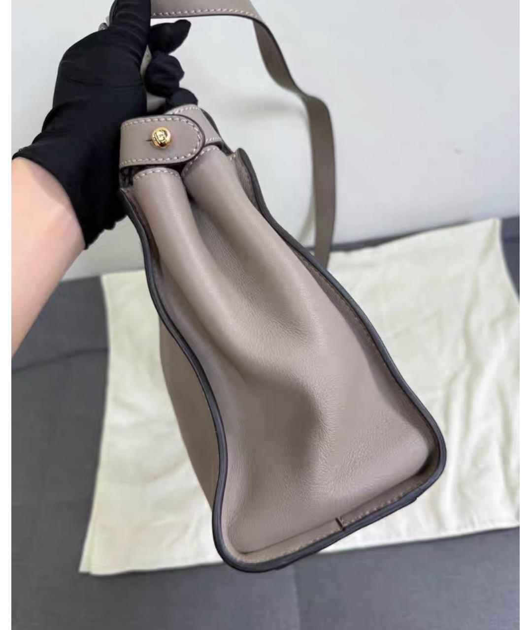 FENDI Серая кожаная сумка тоут, фото 4