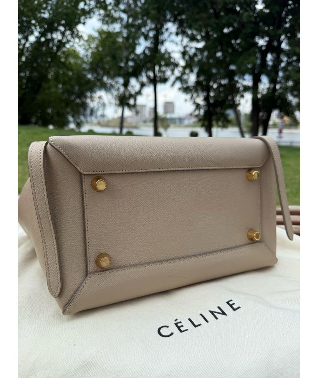 CELINE Бежевая кожаная сумка тоут, фото 6