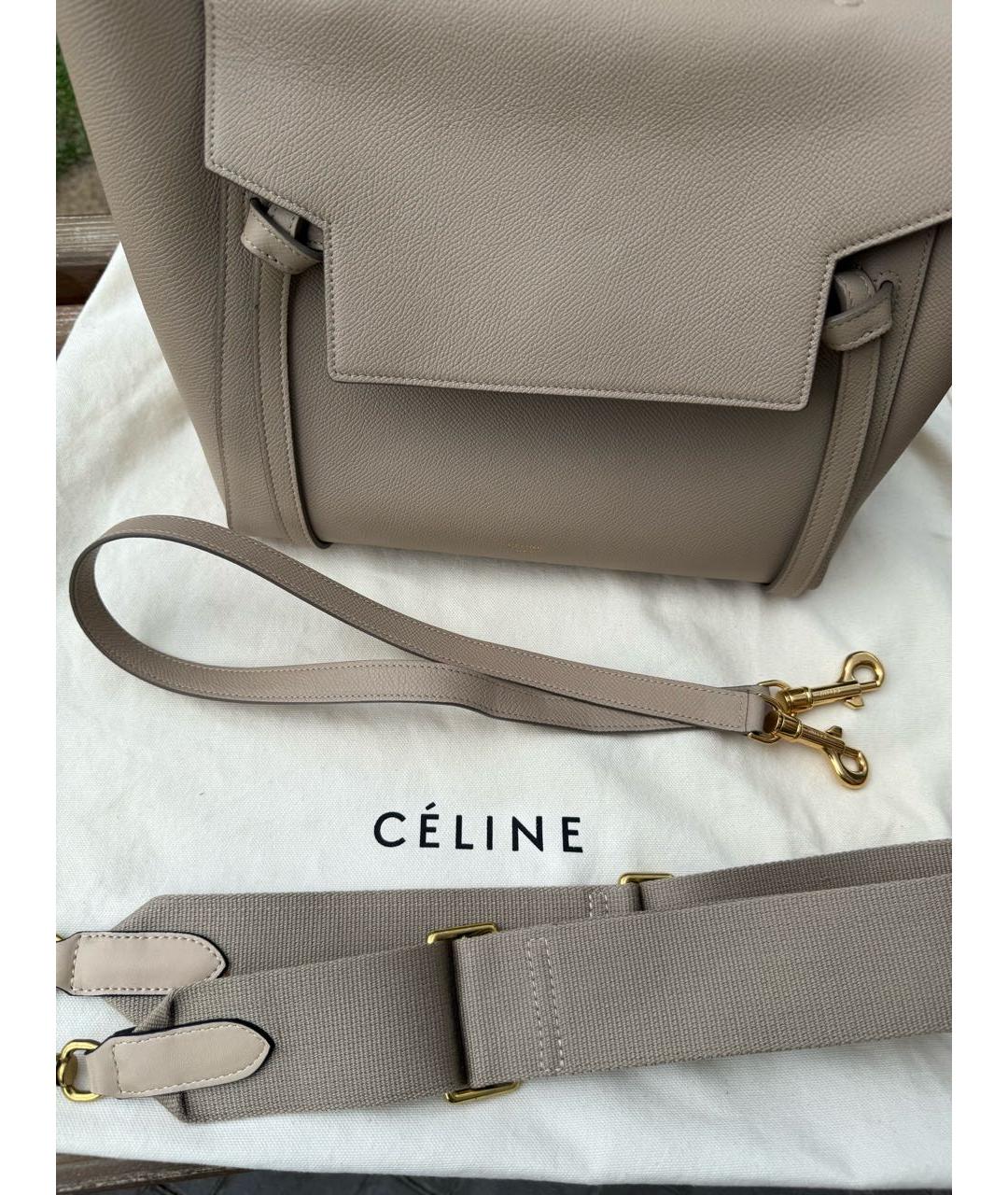 CELINE Бежевая кожаная сумка тоут, фото 5