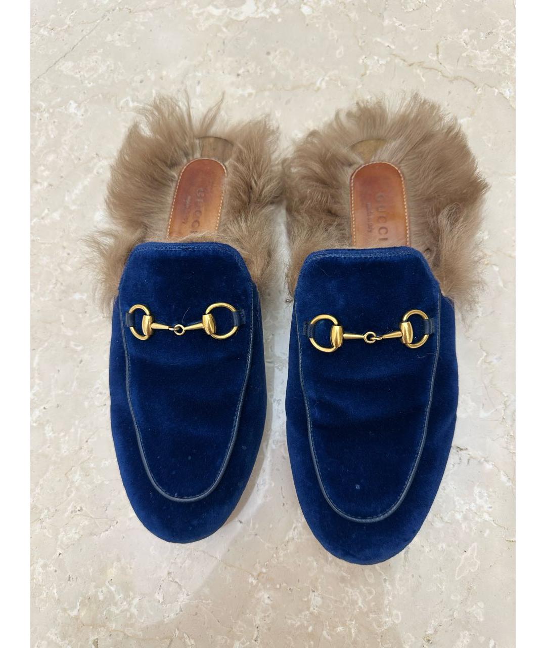 GUCCI Серые бархатные мюли, фото 2