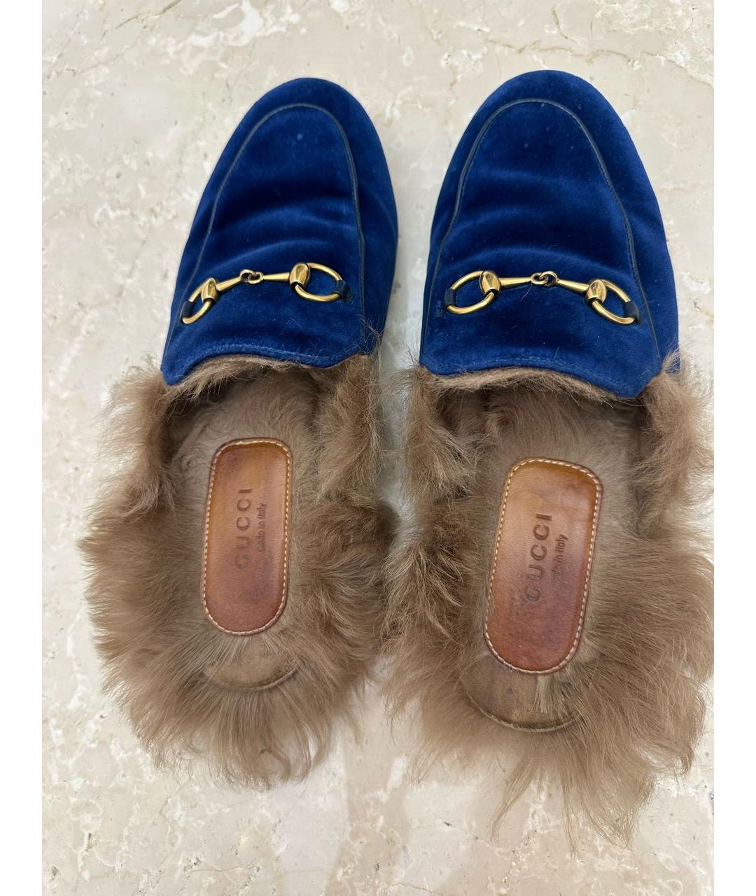 GUCCI Серые бархатные мюли, фото 3