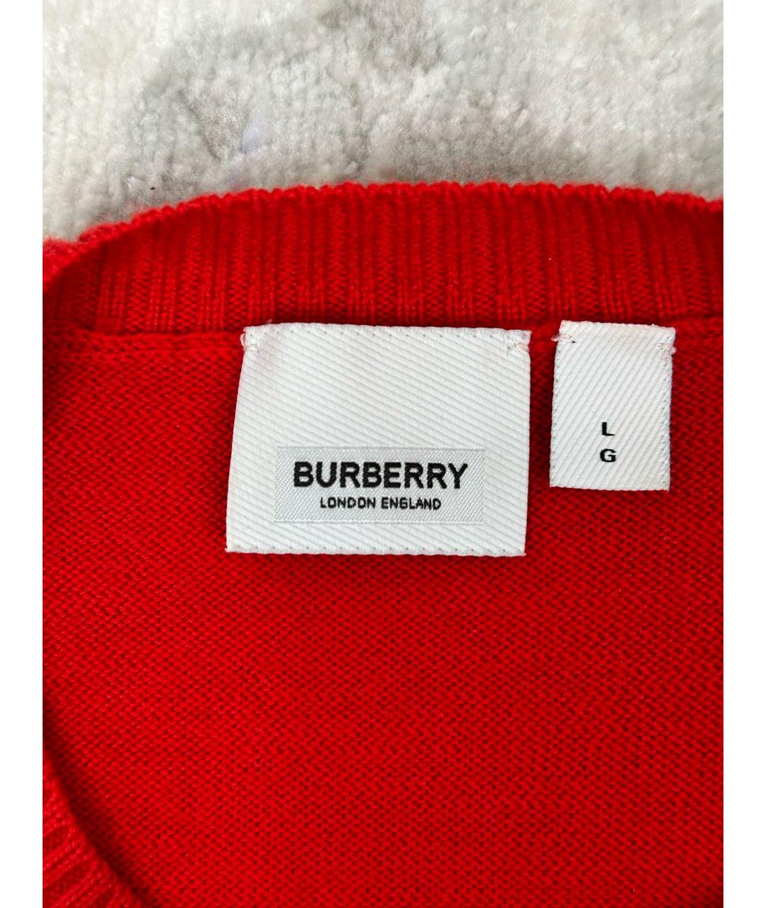 BURBERRY Красный шерстяной джемпер / свитер, фото 6