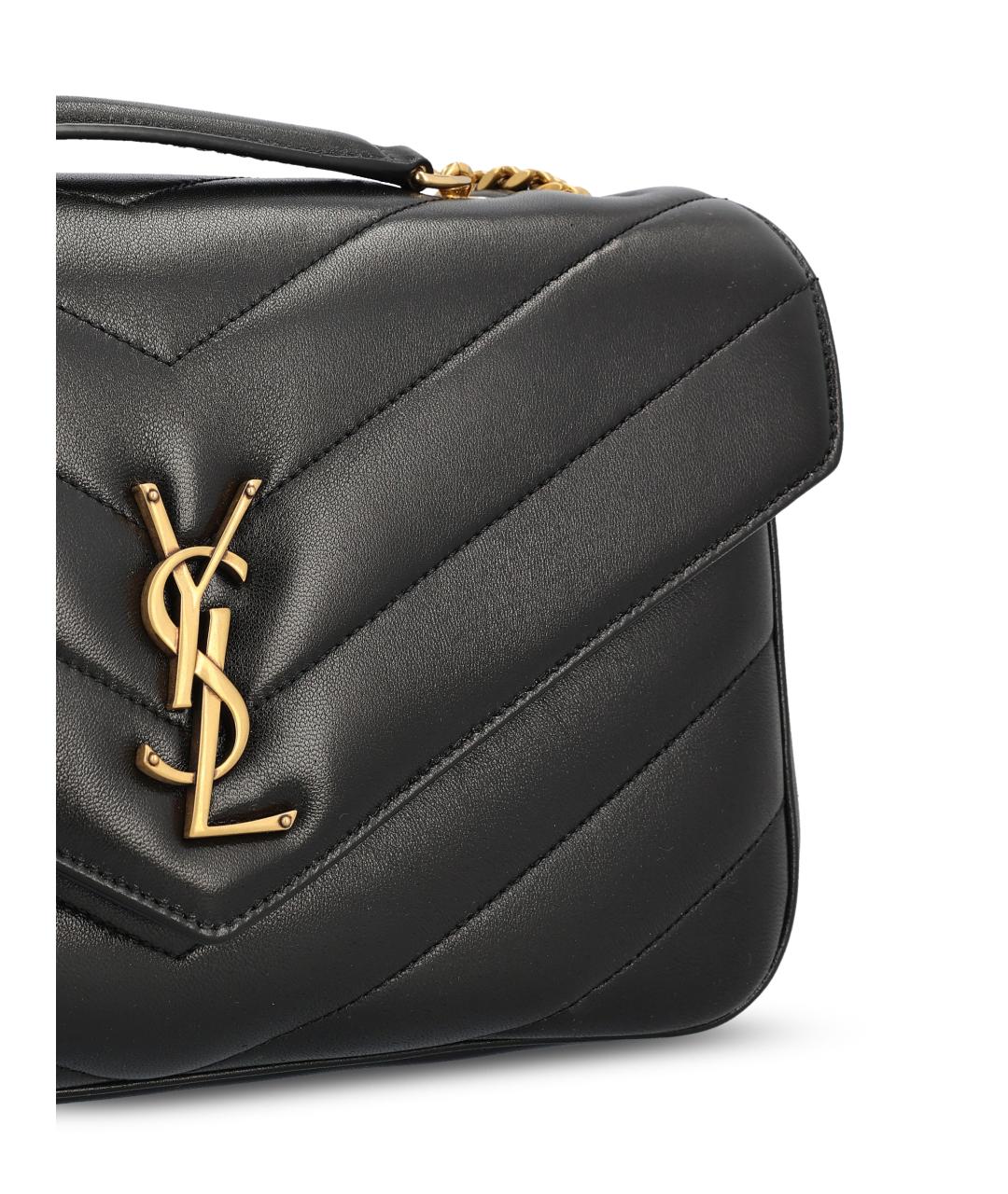 SAINT LAURENT Черная кожаная сумка через плечо, фото 2