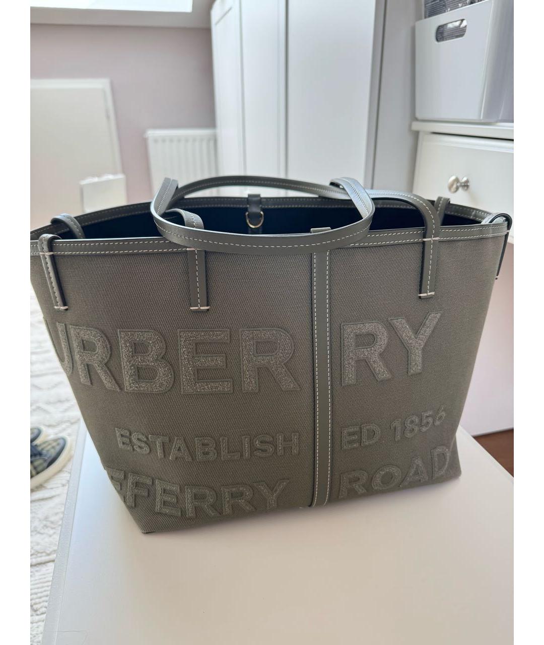 BURBERRY Хаки хлопковая пляжная сумка, фото 9