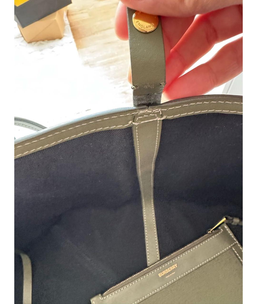 BURBERRY Хаки хлопковая пляжная сумка, фото 6