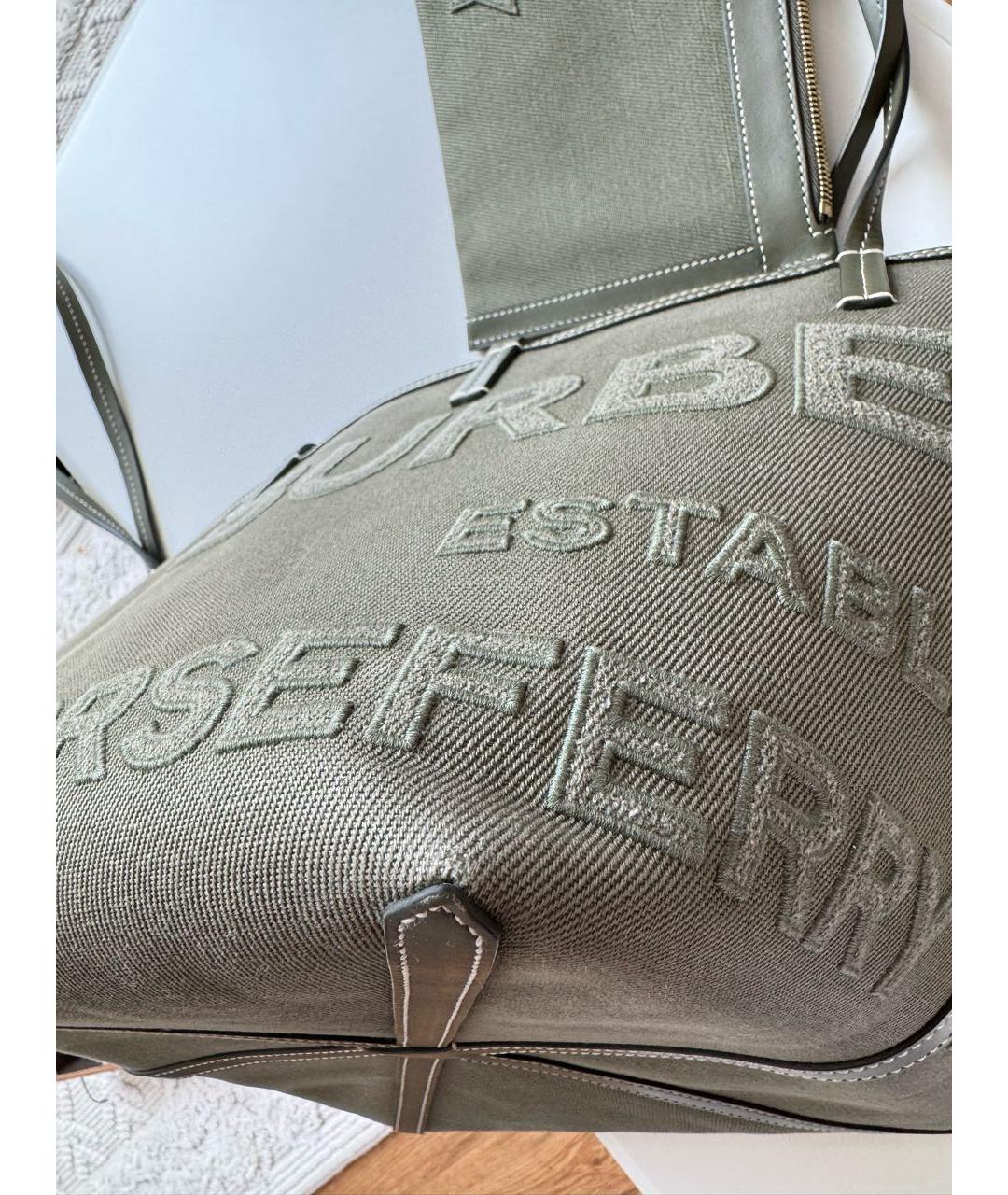 BURBERRY Хаки хлопковая пляжная сумка, фото 8