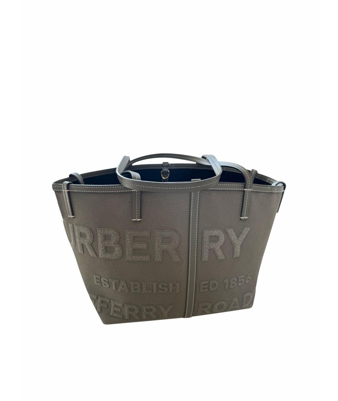 BURBERRY Хаки хлопковая пляжная сумка, фото 1