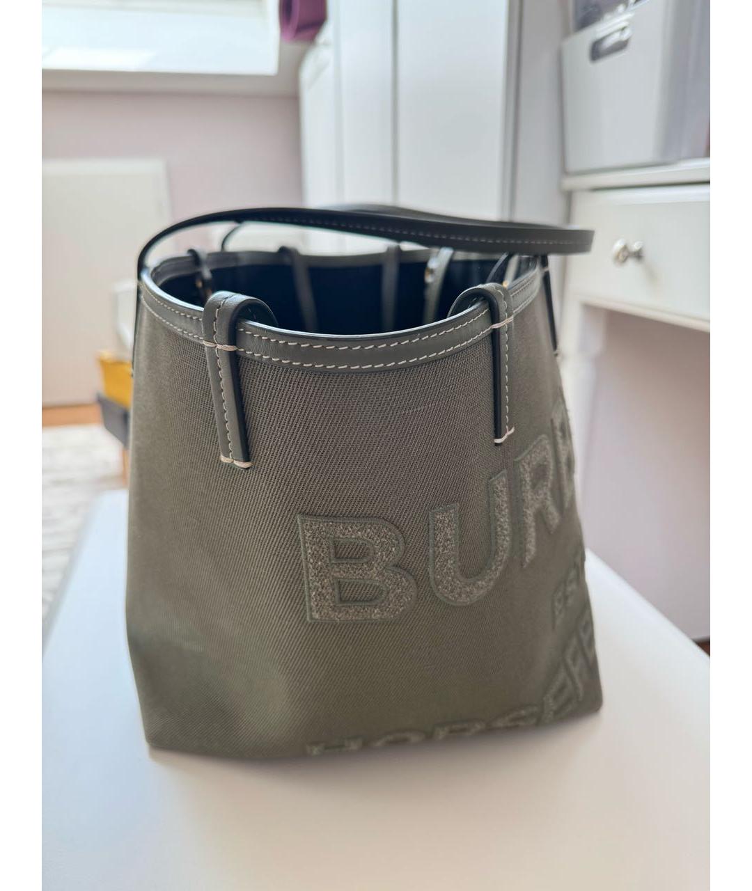 BURBERRY Хаки хлопковая пляжная сумка, фото 3