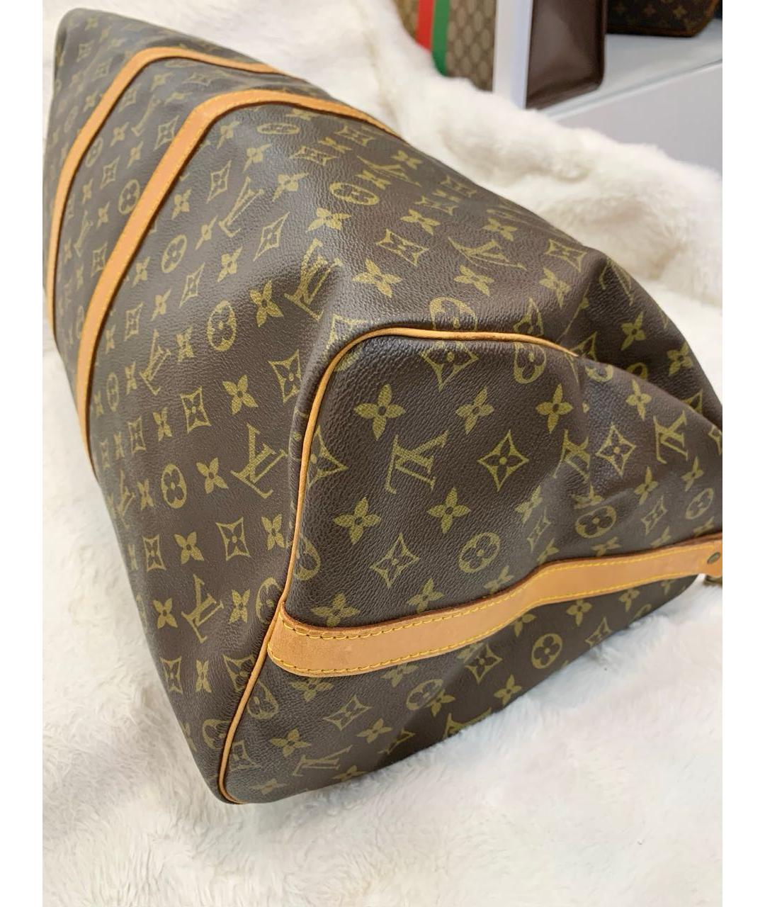 LOUIS VUITTON Коричневая кожаная дорожная/спортивная сумка, фото 7