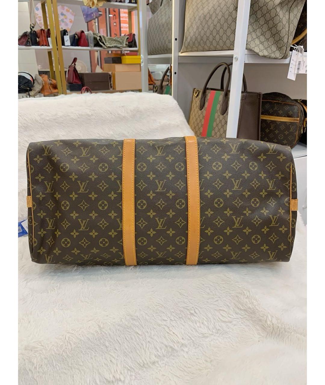 LOUIS VUITTON Коричневая кожаная дорожная/спортивная сумка, фото 5