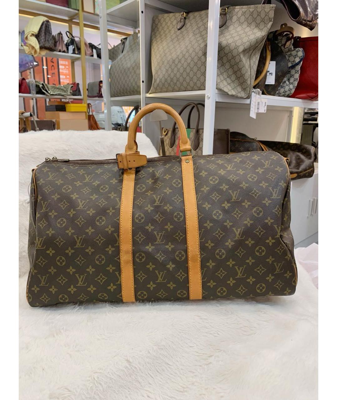 LOUIS VUITTON Коричневая кожаная дорожная/спортивная сумка, фото 3