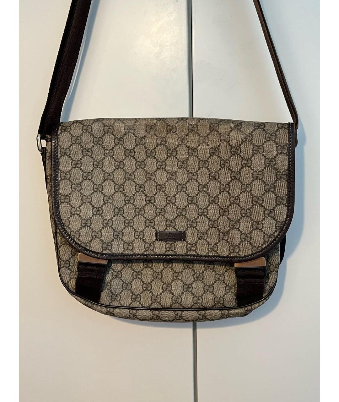 GUCCI Бежевая барсетка из искусственной кожи, фото 6