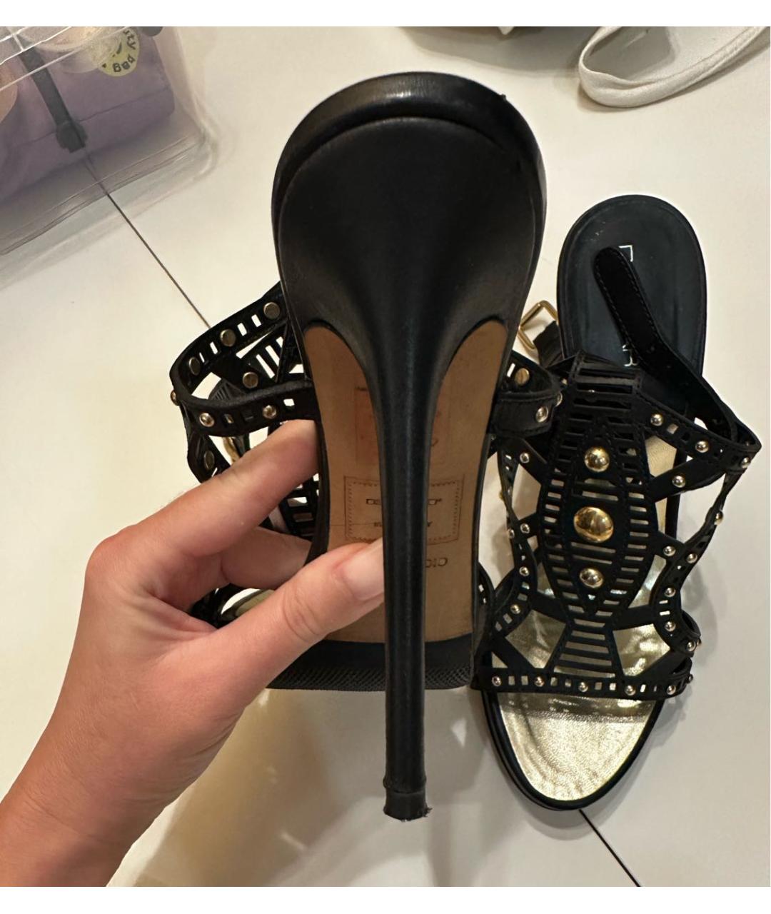 DSQUARED2 Черные кожаные босоножки, фото 3