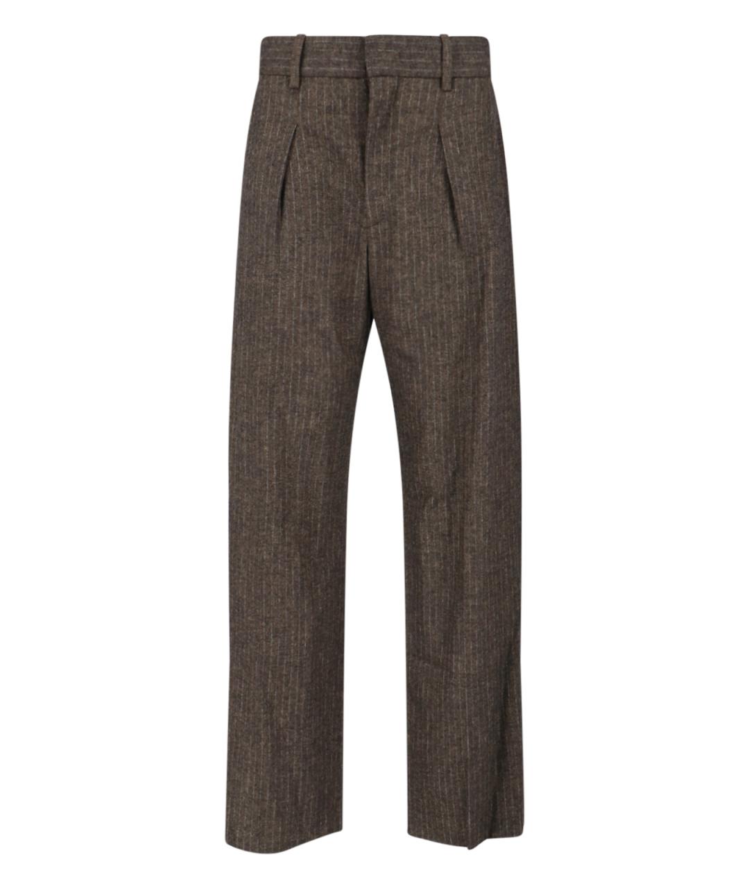 ISABEL MARANT Коричневые шерстяные прямые брюки, фото 1