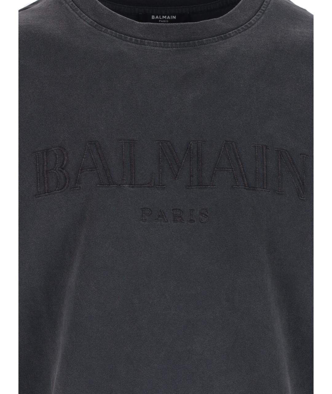 BALMAIN Серая хлопковая футболка, фото 3