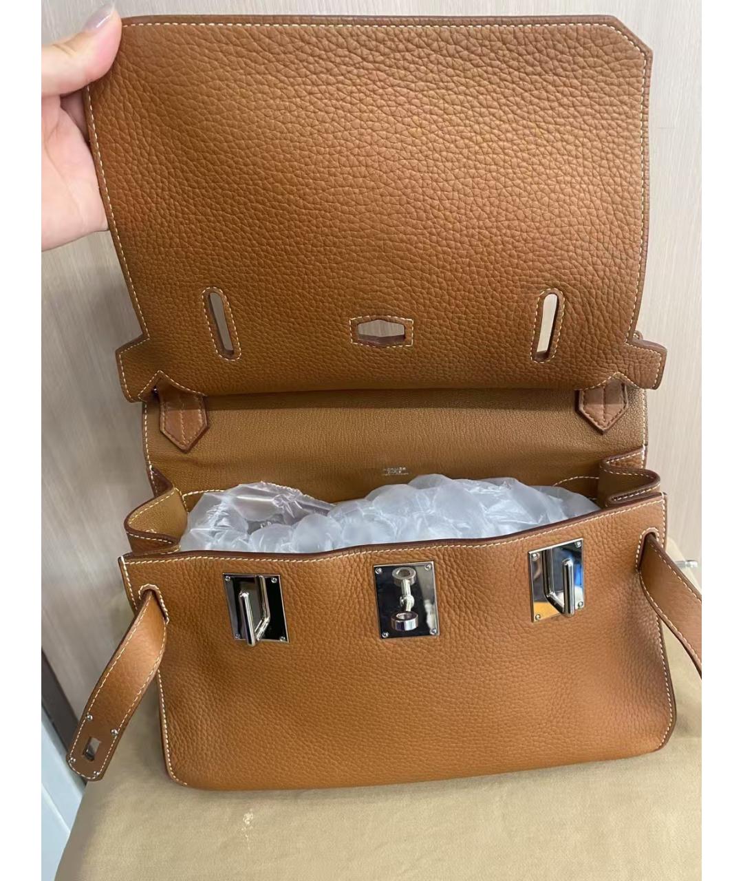 HERMES Коричневая кожаная сумка тоут, фото 4